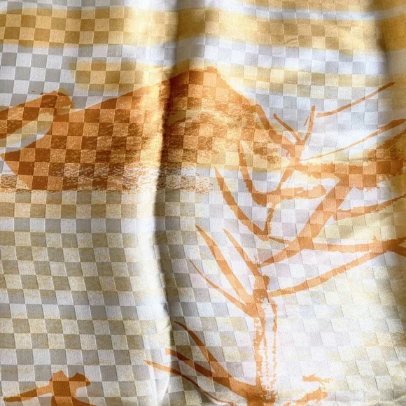 Vintage Vera Neumann Silk Japanese Asian Boat Landscape Square Handrolled Scarf - Picture 9 of 12